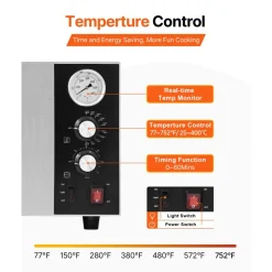VEVOR Electric Pizza Oven, 18-Inch Commercial Pizza Ovens, 752°F Max Temp, 1740W Large Pizza Oven Countertop with Temp & Time Control, Built in Thermometer Indoor Pizza Maker for Restaurant Home Use