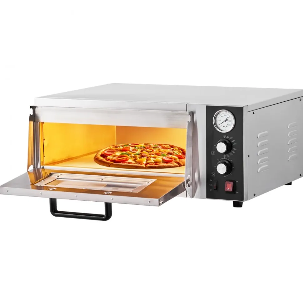 VEVOR Electric Pizza Oven, 18-Inch Commercial Pizza Ovens, 752°F Max Temp, 1740W Large Pizza Oven Countertop with Temp & Time Control, Built in Thermometer Indoor Pizza Maker for Restaurant Home Use