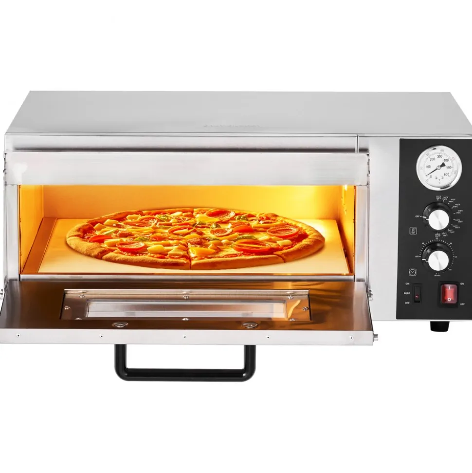 VEVOR Electric Pizza Oven, 18-Inch Commercial Pizza Ovens, 752°F Max Temp, 1740W Large Pizza Oven Countertop with Temp & Time Control, Built in Thermometer Indoor Pizza Maker for Restaurant Home Use