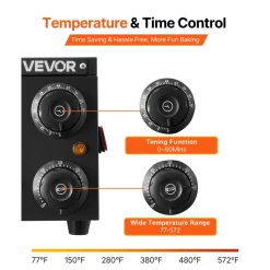 VEVOR Electric Pizza Oven, 12 in Countertop Pizza Oven, 77 to 572°F Temp Range, 1450W Indoor Pizzas Maker w/Timing & Temp Control, Pizzas Cooker w/Dual Heat Tube, Grill Rack, for Kitchen & Commercial