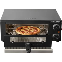 VEVOR Electric Pizza Oven, 12 in Countertop Pizza Oven, 77 to 572°F Temp Range, 1450W Indoor Pizzas Maker w/Timing & Temp Control, Pizzas Cooker w/Dual Heat Tube, Grill Rack, for Kitchen & Commercial