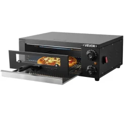 VEVOR Electric Pizza Oven, 12 in Countertop Pizza Oven, 77 to 572°F Temp Range, 1450W Indoor Pizzas Maker w/Timing & Temp Control, Pizzas Cooker w/Dual Heat Tube, Grill Rack, for Kitchen & Commercial