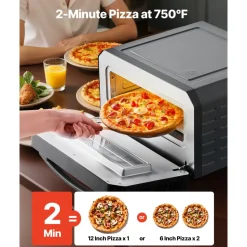 VEVOR Electric Pizza Oven, Smart Pizzas Maker Indoor with 5 Preset, 12-Inch Countertop Pizza Cooker w/ Touch Srceen, 750℉ Max Temp, 2-Min Rpaid Baking Oven Thin & Crispy, Neapolitan, Frozen, New York