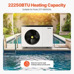 VEVOR Electric Pool Heat Pump, 22250 BTU, Pool Heaters for 3171-6605GAL Above and In Ground Pools, Low Noise, Heating and Cooling Highly Efficient & Energy-Saving Pool Water Heater AC120V 60Hz