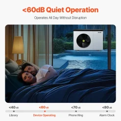 VEVOR Electric Pool Heat Pump, 22250 BTU, Pool Heaters for 3171-6605GAL Above and In Ground Pools, Low Noise, Heating and Cooling Highly Efficient & Energy-Saving Pool Water Heater AC120V 60Hz
