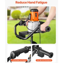 VEVOR Electric Post Hole Digger, 5.71 in Auger Bit with 1500W Powerful Motor, 140 RPM Alloy Steel Earth Auger Drill Bit with 10.24 in Extension Rod, for Post Hole Digging, Drilling & Tree Planting