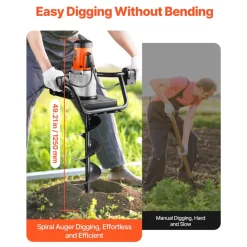VEVOR Electric Post Hole Digger, 5.71 in Auger Bit with 1500W Powerful Motor, 140 RPM Alloy Steel Earth Auger Drill Bit with 10.24 in Extension Rod, for Post Hole Digging, Drilling & Tree Planting