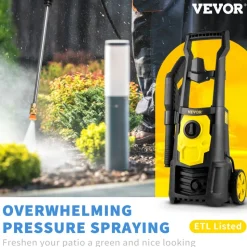 VEVOR Electric Power Washer, 2000 PSI, Max 1.65 GPM Pressure Washer with 20 ft Hose & Reel, 5 Quick Connect Nozzles, Foam Cannon, Portable to Clean Patios, Cars, Fences, Driveways, ETL Listed