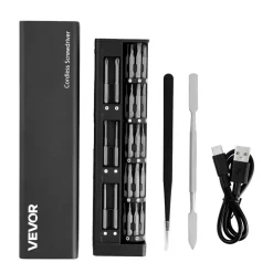 VEVOR Electric Precision Screwdriver Set, 52 Magnetic Bits, Mini Electric Screwdriver with Magnetic Storage Box, S2 Steel Bits, LED Light, Type-C Charging, for Phone, Laptop, and Electronics Repair