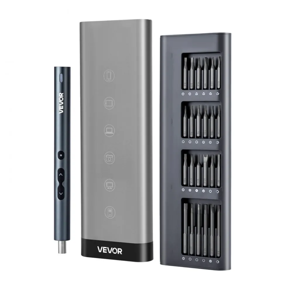 VEVOR Electric Precision Screwdriver Set, 48 Magnetic Bits, Mini Electric Screwdriver with Magnetic Storage Box, S2 Steel Bits, LED Light, Type-C Charging, for Phone, Laptop, and Electronics Repair
