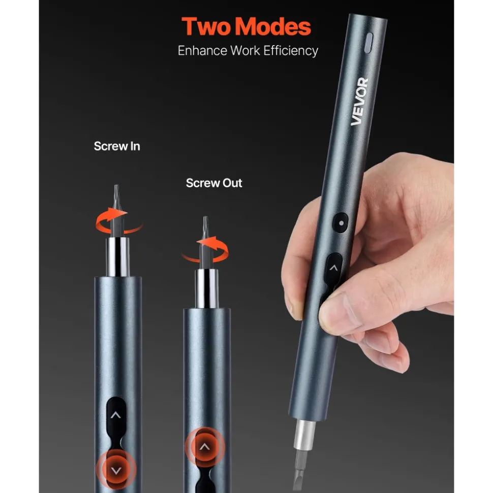 VEVOR Electric Precision Screwdriver Set, 48 Magnetic Bits, Mini Electric Screwdriver with Magnetic Storage Box, S2 Steel Bits, LED Light, Type-C Charging, for Phone, Laptop, and Electronics Repair