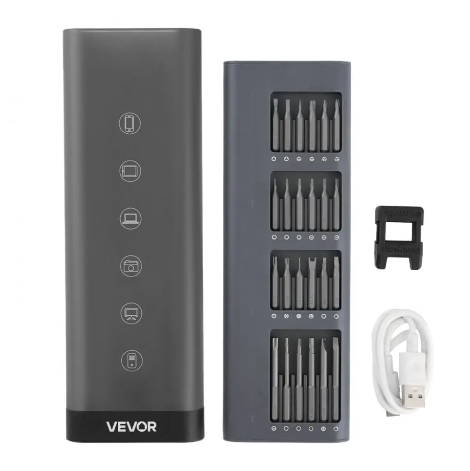 VEVOR Electric Precision Screwdriver Set, 48 Magnetic Bits, Mini Electric Screwdriver with Magnetic Storage Box, S2 Steel Bits, LED Light, Type-C Charging, for Phone, Laptop, and Electronics Repair