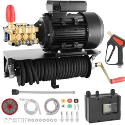 VEVOR Electric Pressure Washer Pump Kit, 1950 PSI, 3.2 GPM, Triplex Power Washer Pump with 5 HP Motor 240 V, Includes Wall Mount Bracket, Spray Gun, Wand, Hose, 5 Nozzles, for Washing Cars, Gardens