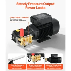 VEVOR Electric Pressure Washer Pump Kit, 1220 PSI, 2.2 GPM, Triplex Power Washer Pump with 2 HP Motor 120 V, Adjustable Water Pressure, for Washing Cars, Gardens, Exterior Walls, Deck, Machinery Equipment