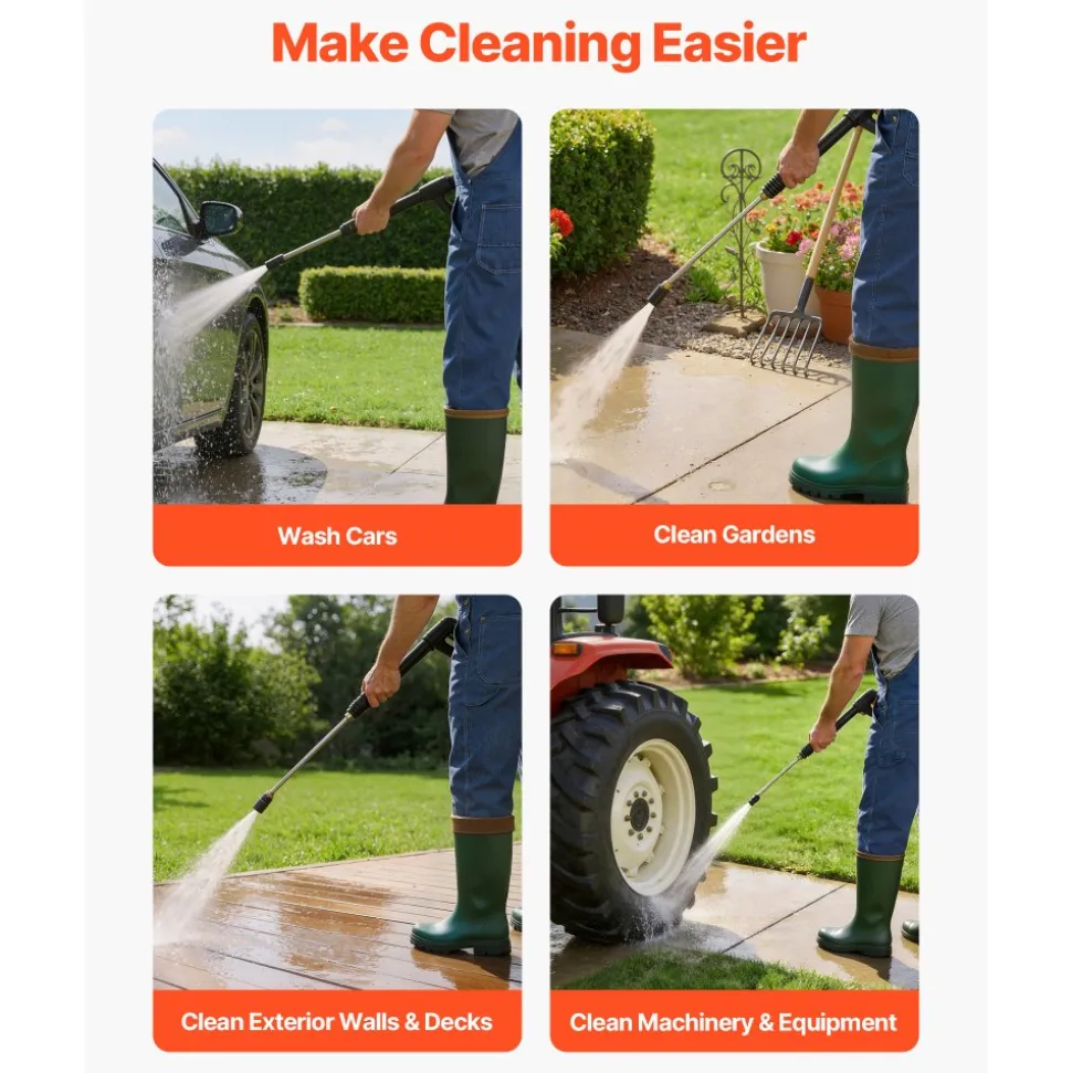 VEVOR Electric Pressure Washer Pump Kit, 1220 PSI, 2.2 GPM, Triplex Power Washer Pump with 2 HP Motor 120 V, Adjustable Water Pressure, for Washing Cars, Gardens, Exterior Walls, Deck, Machinery Equipment
