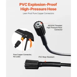 VEVOR Electric Pressure Washer, 2000 PSI, Max. 1.76 GPM Power Washer with 20 ft Hose, 5 Quick Connect Nozzles, Foam Cannon, Portable to Clean Patios, Cars, Fences, Driveways, ETL Listed