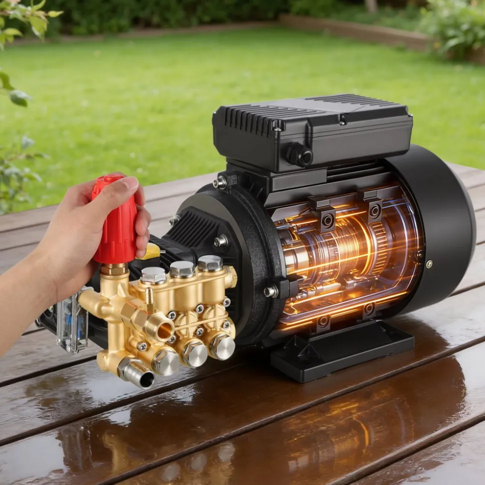 VEVOR Electric Pressure Washer Pump Kit, 1950 PSI, 3.2 GPM, Triplex Power Washer Pump with 5 HP Motor 240 V, Adjustable Water Pressure, for Washing Cars, Gardens, Exterior Walls, Deck, Machinery Equipment