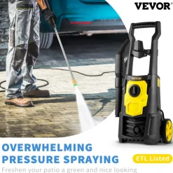 VEVOR Electric Pressure Washer, 2000 PSI, Max. 1.76 GPM Power Washer with 30 ft Hose, 5 Quick Connect Nozzles, Foam Cannon, Portable to Clean Patios, Cars, Fences, Driveways, ETL Listed
