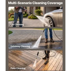 VEVOR Electric Pressure Washer, 1958 Max PSI 2.5 Max GPM, Portable Power Washer with 4 Nozzles, Metal Extension Wand, Commercial-Grade 5-Piston Plunger Pump, High Pressure for  Cars,Driveways,Patios