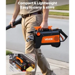 VEVOR Electric Pressure Washer, 1958 Max PSI 2.5 Max GPM, Portable Power Washer with 4 Nozzles, Metal Extension Wand, Commercial-Grade 5-Piston Plunger Pump, High Pressure for  Cars,Driveways,Patios