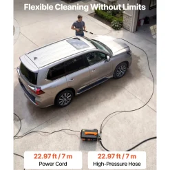 VEVOR Electric Pressure Washer, 1958 Max PSI 2.5 Max GPM, Portable Power Washer with 4 Nozzles, Metal Extension Wand, Commercial-Grade 5-Piston Plunger Pump, High Pressure for  Cars,Driveways,Patios