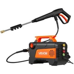 VEVOR Electric Pressure Washer, 1958 Max PSI 2.5 Max GPM, Portable Power Washer with 4 Nozzles, Metal Extension Wand, Commercial-Grade 5-Piston Plunger Pump, High Pressure for  Cars,Driveways,Patios