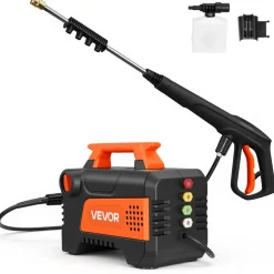 VEVOR Electric Pressure Washer, 1958 Max PSI 2.5 Max GPM, Portable Power Washer with 4 Nozzles, Metal Extension Wand, Commercial-Grade 5-Piston Plunger Pump, High Pressure for  Cars,Driveways,Patios