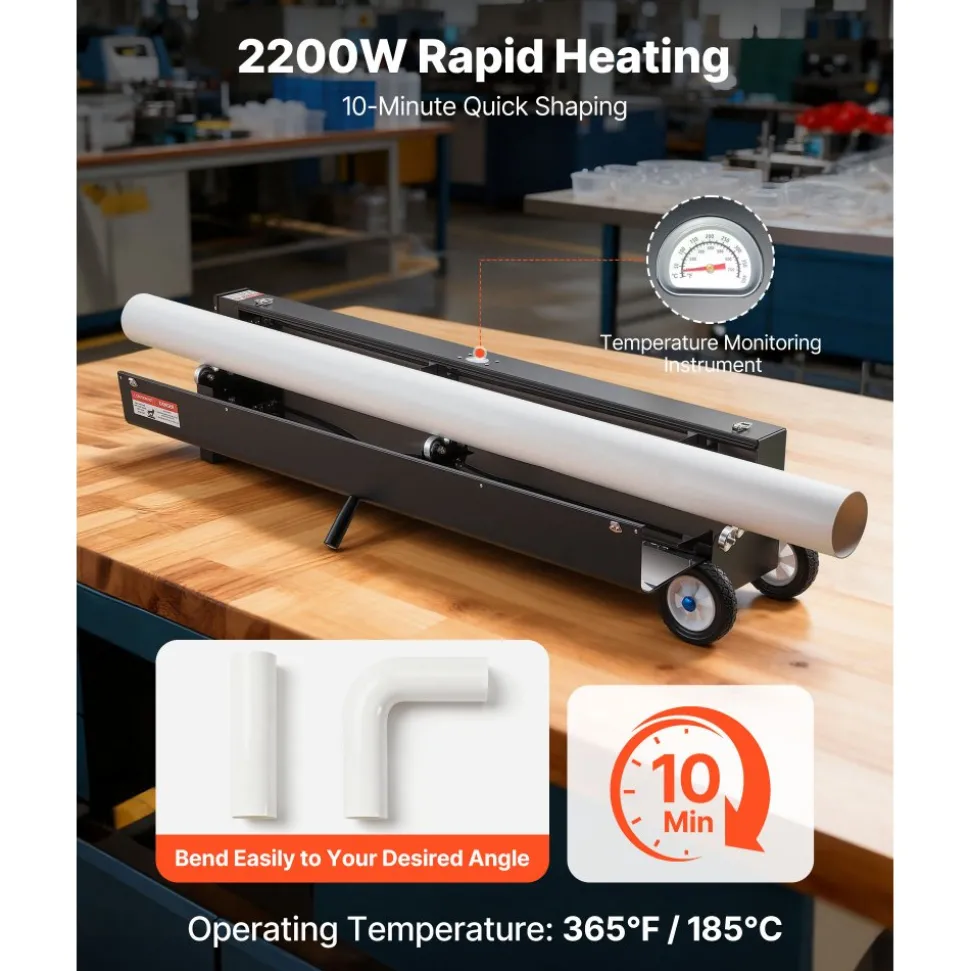VEVOR Electric PVC Conduit Heater, 1/2" to 4", 2200W Rapid and Even Heating, PVC Bender Heater Pipe Bending Tool with Carrying Handle, Easy to Use, for Construction Crews, DIY Enthusiasts, Workshop