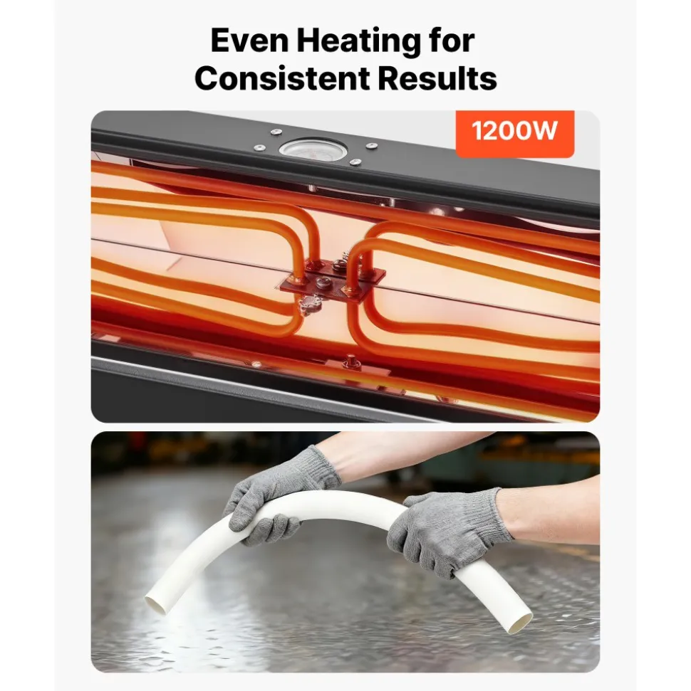 VEVOR Electric PVC Conduit Heater, 1/2" to 2", 1200W Rapid and Even Heating, PVC Bender Heater Pipe Bending Tool with Carrying Handle, Easy to Use, for Construction Crews, DIY Enthusiasts, Workshop