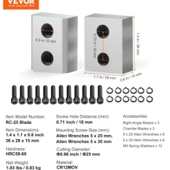 VEVOR Electric Rebar Cutter Blade, 6 PCS 20/22mm Cutting Diameter, HRC58-60 Hard Hydraulic Rebar Blade Replacement Jaw Blades with 12 Hexagon Screw and 12 Spring Washer, for Model RC-20, RC-22
