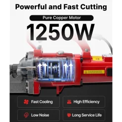 VEVOR Electric Rebar Cutter, 1700W Portable Electric Hydraulic Rebar Cutter, Cutting up to 1 Inch #8 4-25mm Rebar within 5 Seconds,110V,with Easy to Carry Stainless Box