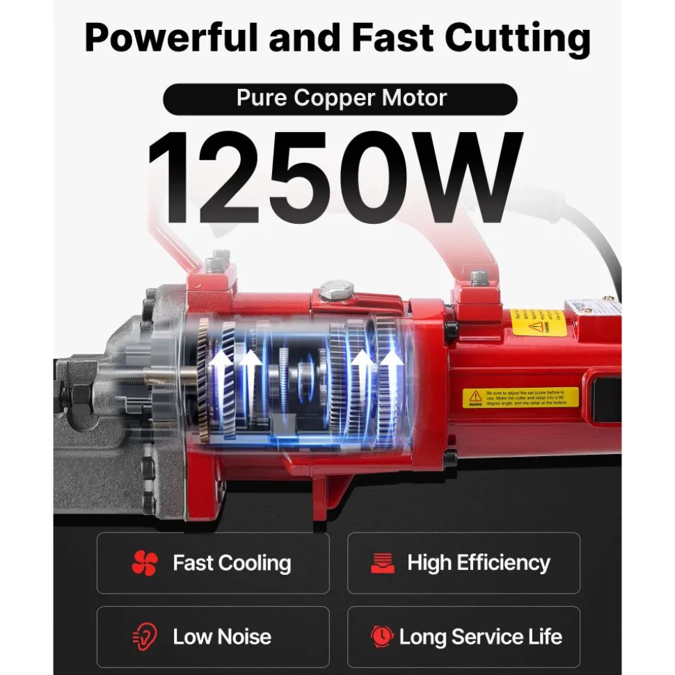 VEVOR Electric Rebar Cutter, 1700W Portable Electric Hydraulic Rebar Cutter, Cutting up to 1 Inch #8 4-25mm Rebar within 5 Seconds,110V,with Easy to Carry Stainless Box
