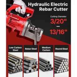 VEVOR Electric Rebar Cutter, 1700W Portable Electric Hydraulic Rebar Cutter, Cutting up to 1 Inch #8 4-25mm Rebar within 5 Seconds,110V,with Easy to Carry Stainless Box