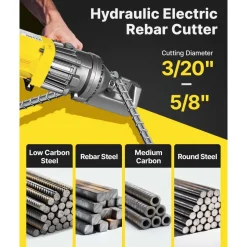 VEVOR Electric Rebar Cutter, 900W Portable Electric Hydraulic Rebar Cutter, Cutting up to 5/8 Inch #5 4-16mm Rebar within 3 Seconds,110V,with Easy to Carry Stainless Box