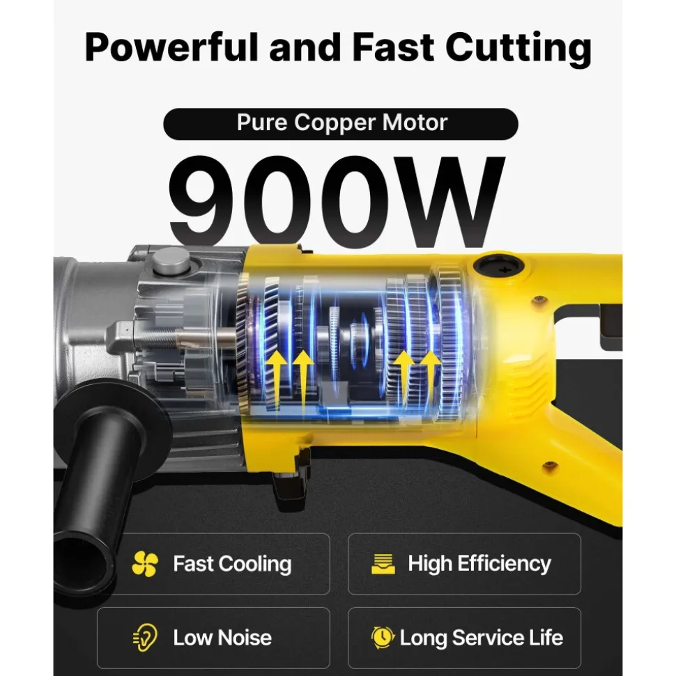 VEVOR Electric Rebar Cutter, 900W Portable Electric Hydraulic Rebar Cutter, Cutting up to 5/8 Inch #5 4-16mm Rebar within 3 Seconds,110V,with Easy to Carry Stainless Box
