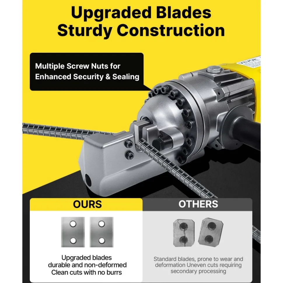 VEVOR Electric Rebar Cutter, 900W Portable Electric Hydraulic Rebar Cutter, Cutting up to 5/8 Inch #5 4-16mm Rebar within 3 Seconds,110V,with Easy to Carry Stainless Box