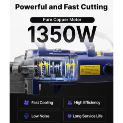 VEVOR Electric Rebar Cutter, 1350W Portable Electric Hydraulic Rebar Cutter, Cutting up to  7/8 Inch #7 4-22mm Rebar within 4.5 Seconds,110V,with Easy to Carry Stainless Box