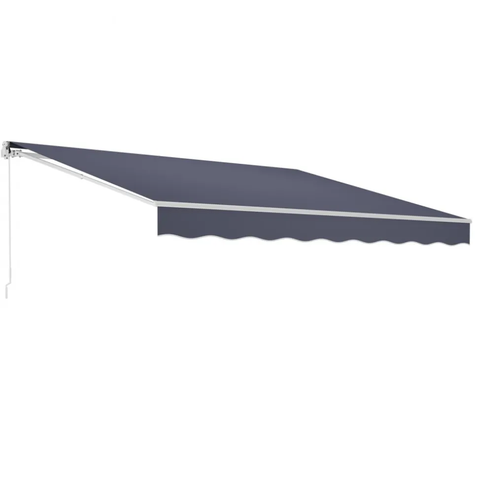 VEVOR Electric Retractable Awning, 14.1' x 9.8' Motorized Patio Awning, Sunshade Shelter with Remote Controller & Manual Crank Handle, Waterproof Polyester Fabric for Outdoor Deck, Balcony, Yard, Gray