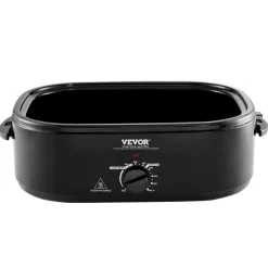 VEVOR Electric Roaster Oven, 24 QT Turkey Roaster Oven with Self-Basting Lid, 1450W Roaster Oven with Defrost & Warm Function, Adjustable Temp, Removable Pan & Rack, Fits Turkeys Up to 28LBS, Black