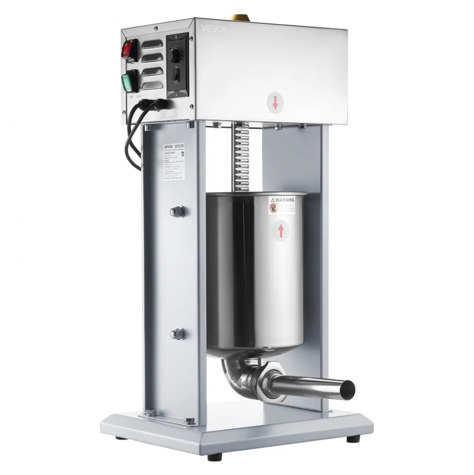 VEVOR Electric Sausage Stuffer, 22 LBS / 10 L Vertical Meat Filler with Stepless Speed Adjustment, Stainless Steel Sausage Stuffing Machine, Foot Pedal & 4 Filling Tubes, for Commercial and Home Use