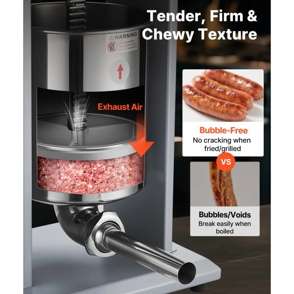 VEVOR Electric Sausage Stuffer, 22 LBS / 10 L Vertical Meat Filler with Stepless Speed Adjustment, Stainless Steel Sausage Stuffing Machine, Foot Pedal & 4 Filling Tubes, for Commercial and Home Use