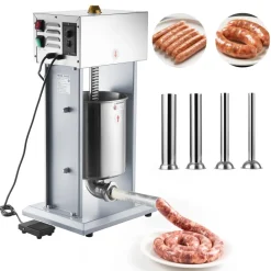 VEVOR Electric Sausage Stuffer, 22 LBS / 10 L Vertical Meat Filler with Stepless Speed Adjustment, Stainless Steel Sausage Stuffing Machine, Foot Pedal & 4 Filling Tubes, for Commercial and Home Use