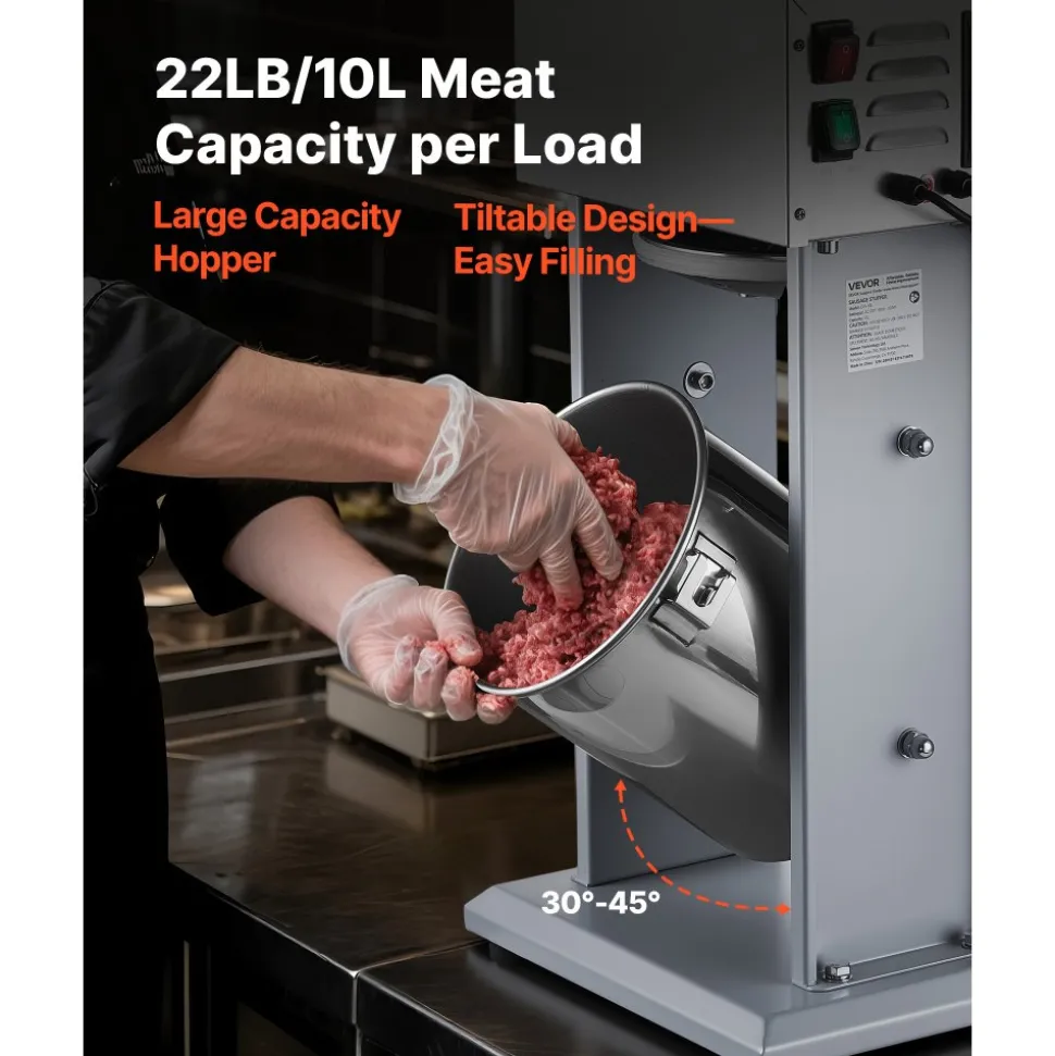 VEVOR Electric Sausage Stuffer, 22 LBS / 10 L Vertical Meat Filler with Stepless Speed Adjustment, Stainless Steel Sausage Stuffing Machine, Foot Pedal & 4 Filling Tubes, for Commercial and Home Use