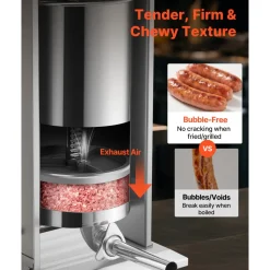 VEVOR Electric Sausage Stuffer, 55 LBS / 25 L Vertical Meat Stuffer, Stepless Speed Control and Foot Pedal, Stainless Steel Heavy Duty Sausage Filler with 5 Stuffing Tubes, for Commercial & Home Use