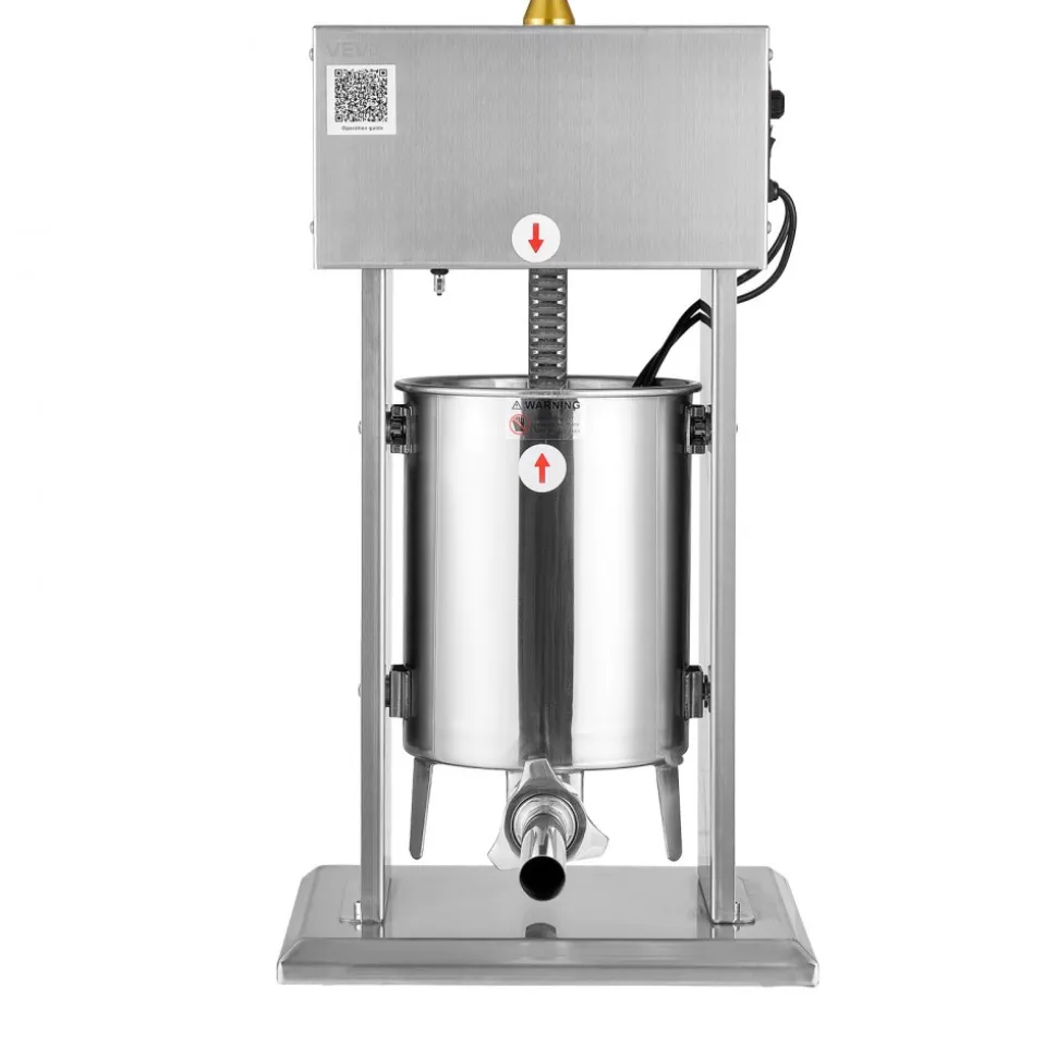 VEVOR Electric Sausage Stuffer, 22 LBS / 10 L Vertical Meat Stuffer, Stepless Speed Control and Foot Pedal, Stainless Steel Heavy Duty Sausage Filler with 4 Stuffing Tubes, for Commercial & Home Use