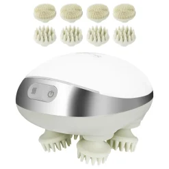 VEVOR Electric Scalp Massager with Heat, Rechargeable Heated Head Massager, IPX7 Waterproof | Portable Kneading Scalp Scratcher with 8 Removable Massage Head for Hair Growth, Deep Clean, Stress Relax