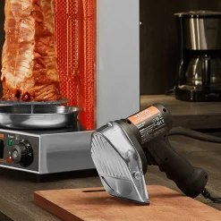 VEVOR Electric Shawarma Knife, 80W Professional Turkish Kebab Knife, Commercial Stainless Steel Gyro Cutter, Doner Kebab Meat Slicer with 2 Blades, Φ4"/100mm Blade Diameter, 0-8mm Adjustable Thickness