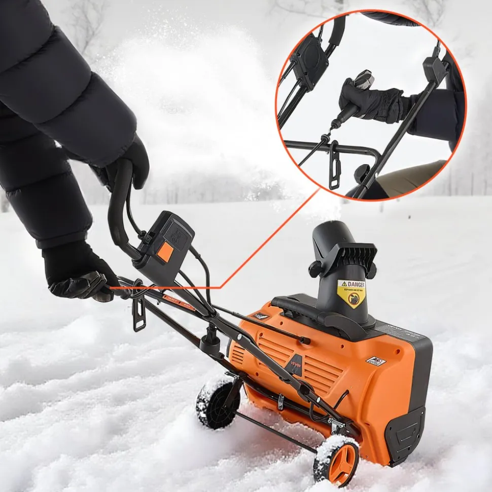 VEVOR Electric Snow Blower, 20 inch 15A Corded Snow Thrower with Dual LED Headlights & 180° Rotating Chute, 25FT Throwing Distance, 12" Depth Clearing, Walk-Behind Snowblower for Driveway Sidewalk