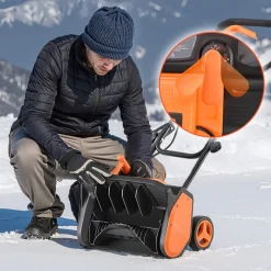 VEVOR Electric Snow Shovel, 12A 17 inch Corded Snow Shovel, 60° Adjustable Chute, 20 ft Throwing Distance, Snowthrower with Dual Safety Switch, Winter Ice Removal Tool for Driveway Sidewalk Patio