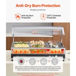 VEVOR Electric Soup Warmer, Two 6.34QT Pots & Four 1/2 Pans, Stainless Steel Commercial Food Warmer with 86~185°F Adjustable Temp, 1500W Bain Marie with Cover, Soup Station for Restaurant, Buffet